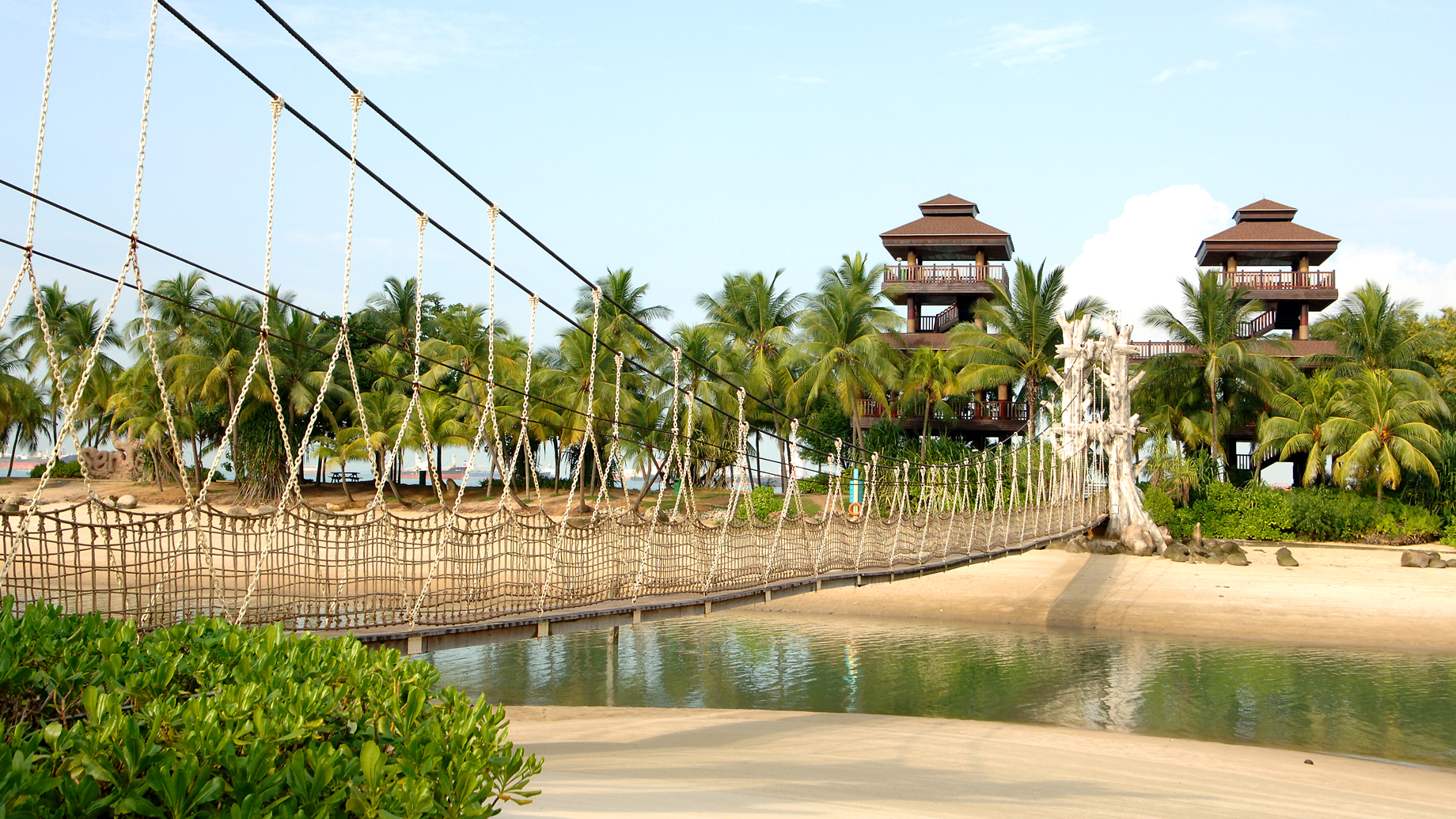 bridge twin tower beach